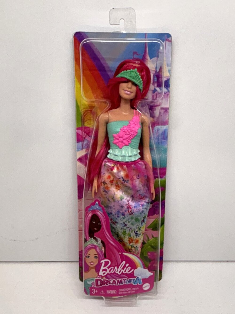 Barbie Dreamtopia HGR15 Doll Princess Dark Pink Hair Floral Dress by Mattel New